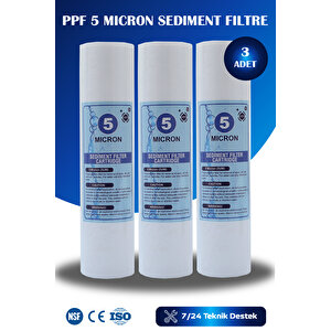 Açık Kasa Su Arıtma Cihazı 10 İnc 5 Mikron Sediment Spun Filtre (toz,tortu Filtre) 3 Adet