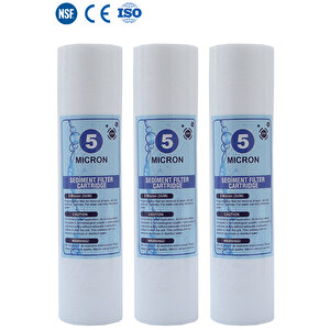 Açık Kasa Su Arıtma Cihazı 10 İnc 5 Mikron Sediment Spun Filtre (toz,tortu Filtre) 3 Adet
