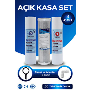 Açık Kasa Su Arıtma Cihazı Filtre 3 Aşamalı Filtre Seti