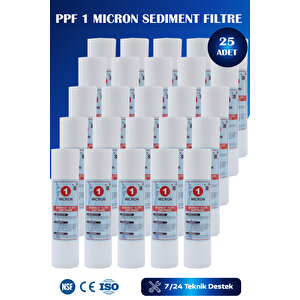 Açık Kasa Su Arıtma Cihazı Uyumlu 10 Inch 1 Mikron Sediment Spun Filtre (25 ADET)