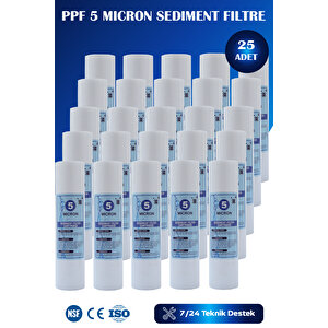 Açık Kasa Su Arıtma Cihazı Uyumlu 10'' Inch 5 Mikron Sediment Spun Filtre (25 ADET)