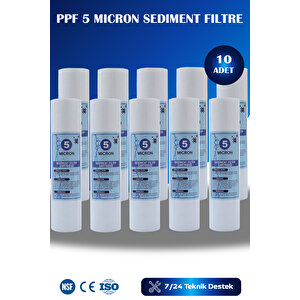 Açık Kasa Su Arıtma Cihazı 10 İnç 5 Mikron Sediment Spun Filtre ( 10 Adet )