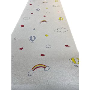 50x280cm(1,4m2) Gökkuşağı Balon Kendinden Yapışkanlı Duvar Kağıdı Silinebilir Esnek Çocuk Odası