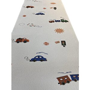 50x280 Cm (1,4m2) Trafik Temalı Kendinden Yapışkanlı Duvar Kağıdı Esnek Silinebilir Çocuk Odası