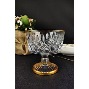 Cam Servis Ve Sunum Kasesi Gold Yaldızlı 15 Cm