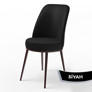 Pir Serisi 80x130 Siyah Mermer Desen Ceviz Ayak Masa Takımı Ve 6 Siyah Sandalye