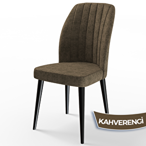 Rio Serisi 80x132 Açılabilir Mdf Siyah Mermer Desen Masa Takımı Ve 6 Kahverengi Sandalye