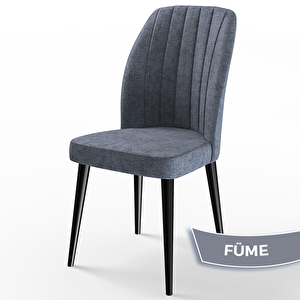 Rio Serisi 80x132 Açılabilir Mdf Siyah Mermer Desen Masa Takımı Ve 6 Füme Sandalye