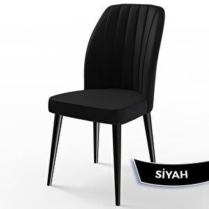 Rio Serisi 80x132 Açılabilir Mdf Siyah Mermer Desen Masa Takımı Ve 6 Siyah Sandalye