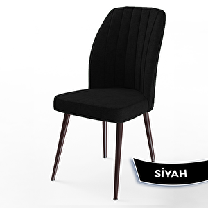 Mun Serisi 80x132 Açılabilir Mdf Barok Ahşap Desen Masa Takımı Ve 4 Siyah Sandalye