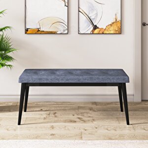 Rio Serisi 80x132 Açılabilir Mdf Siyah Mermer Desen Masa Takımı 4 Füme Sandalye Ve 1 Bench