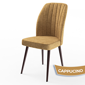 Mun Serisi 80x132 Açılabilir Mdf Barok Ahşap Desen Masa Takımı Ve 4 Cappucino Sandalye