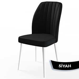 Rio Serisi 80x132 Açılabilir Mdf Beyaz Mermer Desen Masa Takımı 4 Siyah Sandalye Ve 1 Bench