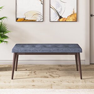 Pir Serisi 80x130 Siyah Mermer Desen Ceviz Ayak Masa Takımı 4 Füme Sandalye Ve 1 Bench
