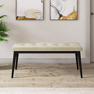 Roz Serisi 80x132 Açılabilir Siyah Mermer Desen Masa Takımı 4 Krem Sandalye Ve 1 Bench