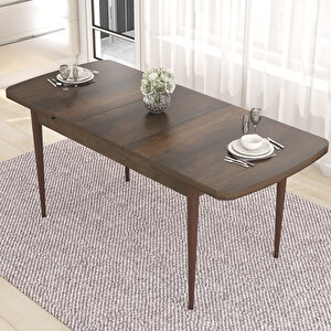 Rio Serisi 80x132 Açılabilir Mdf Barok Ahşap Desen Masa Takımı Ve 4 Krem Sandalye