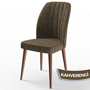 Rio Serisi 80x132 Açılabilir Mdf Barok Ahşap Desen Masa Takımı Ve 4 Kahverengi Sandalye