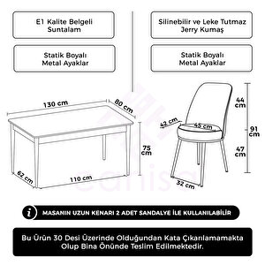Pir Serisi 80x130 Siyah Mermer Desen Masa Takımı Ve 4 Cappucino Sandalye