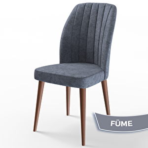 Rio Serisi 80x132 Açılabilir Mdf Barok Ahşap Desen Masa Takımı Ve 4 Füme Sandalye