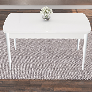 Mun Serisi 80x132 Açılabilir Mdf Beyaz Masa Takımı Ve 4 Füme Sandalye Füme
