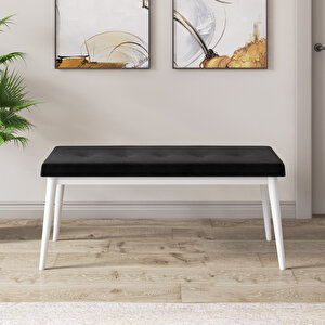 Roz Serisi 80x132 Açılabilir Beyaz Masa Takımı 4 Siyah Sandalye Ve 1 Bench