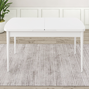 Roz Serisi 80x132 Açılabilir Beyaz Masa Takımı 4 Krem Sandalye Ve 1 Bench Krem