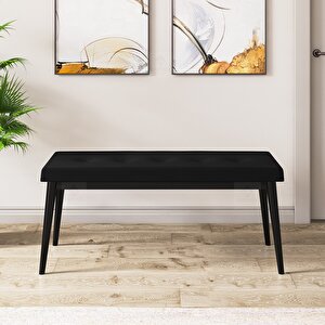 Pir Serisi 80x130 Siyah Mermer Desen Masa Takımı 4 Siyah Sandalye Ve 1 Bench
