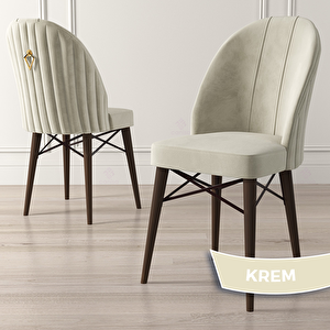 Roz Serisi 80x132 Açılabilir Barok Ahşap Desen Masa Takımı 4 Krem Sandalye Ve 1 Bench