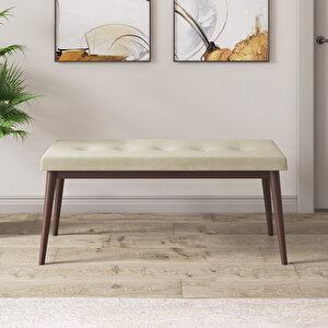 Roz Serisi 80x132 Açılabilir Barok Ahşap Desen Masa Takımı 4 Krem Sandalye Ve 1 Bench
