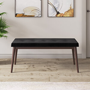 Roz Serisi 80x132 Açılabilir Barok Ahşap Desen Masa Takımı 4 Siyah Sandalye Ve 1 Bench