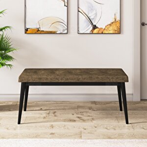 Pir Serisi 80x130 Siyah Mermer Desen Masa Takımı 4 Kahverengi Sandalye Ve 1 Bench