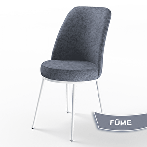 Tor Serisi Yuvarlak Mutfak Masa Takımı Beyaz Masa Ve 2 Füme Sandalye Füme
