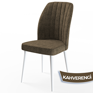 Rio Serisi 80x132 Açılabilir Mdf Beyaz Masa Takımı 4 Kahverengi Sandalye Ve 1 Bench