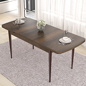 Mun Serisi 80x132 Açılabilir Mdf Barok Ahşap Desen Masa Takımı Ve 6 Füme Sandalye