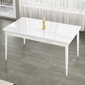 Pir Serisi 80x130 Beyaz Masa Takımı Ve 6 Füme Sandalye Füme