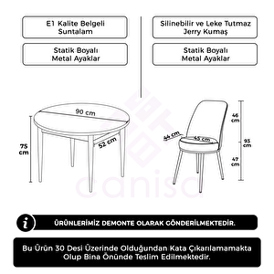 Tor Serisi Yuvarlak Mutfak Masa Takımı Beyaz Masa Ve 4 Krem Sandalye