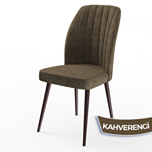 Mun Serisi 80x132 Açılabilir Mdf Barok Ahşap Desen Masa Takımı Ve 6 Kahverengi Sandalye