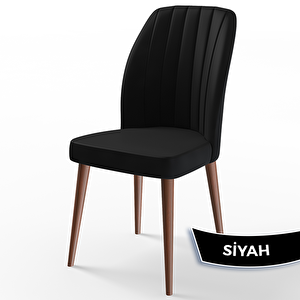 Rio Serisi 80x132 Açılabilir Mdf Barok Ahşap Desen Masa Takımı 4 Siyah Sandalye Ve 1 Bench