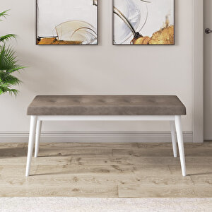 Roz Serisi 80x132 Açılabilir Beyaz Mermer Desen Masa Takımı 4 Cappucino Sandalye Ve 1 Bench