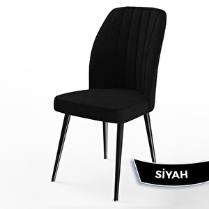 Mun Serisi 80x132 Açılabilir Mdf Siyah Mermer Desen Masa Takımı Ve 4 Siyah Sandalye