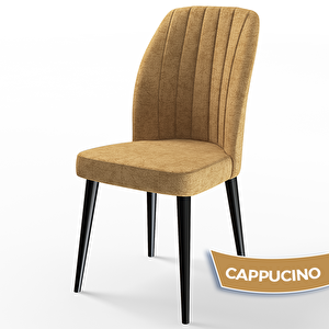 Rio Serisi 80x132 Açılabilir Mdf Siyah Mermer Desen Masa Takımı Ve 4 Cappucino Sandalye
