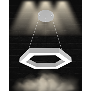 Hexagon ( Gri Kasa, Doğal Beyaz Işık ) Sarkıt Ledli Modern Led Avize, Salon, Mutfak, Oturma Odası Gün Işığı 4000K