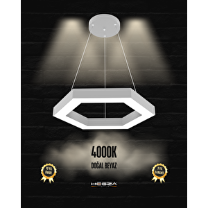 Hexagon ( Gri Kasa, Doğal Beyaz Işık ) Sarkıt Ledli Modern Led Avize, Salon, Mutfak, Oturma Odası