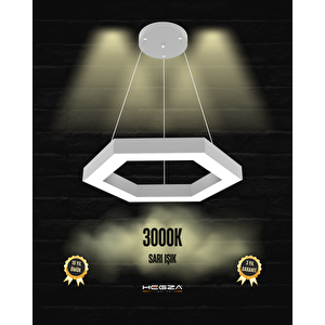 Hexagon ( Gri Kasa, Sarı Işık ) Sarkıt Ledli Modern Led Avize, Salon, Mutfak, Oturma Odası