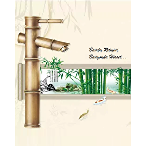 Bambu Model Rusti̇k Anti̇k Lavabo Bataryasi Banyo Çanak Musluğu Eski̇tme  Lavabo Armatür Otanti̇k Bakir