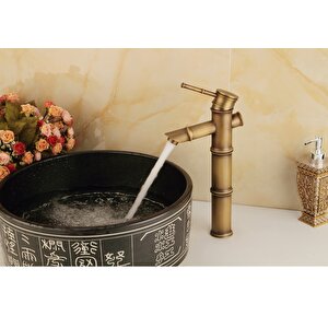 Bambu Model Rusti̇k Anti̇k Lavabo Bataryasi Banyo Çanak Musluğu Eski̇tme  Lavabo Armatür Otanti̇k Bakir