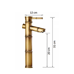 Bambu Model Rusti̇k Anti̇k Lavabo Bataryasi Banyo Çanak Musluğu Eski̇tme  Lavabo Armatür Otanti̇k Bakir