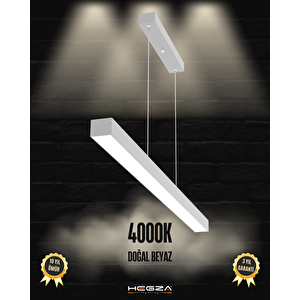 Lineer 80cm ( Gri Kasa, Doğal Beyaz Işık ) Sarkıt Ledli Modern Led Avize, Salon, Mutfak, Oturma Odası Gün Işığı 4000K