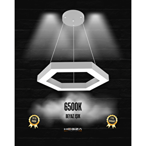 Hexagon ( Gri Kasa, Beyaz Işık ) Sarkıt Ledli Modern Led Avize, Salon, Mutfak, Oturma Odası