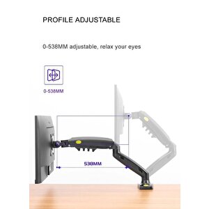 Vontech Nb-f80 Amortisörlü 17-27'' Masa Üstü Tekli Monitör Tutucu